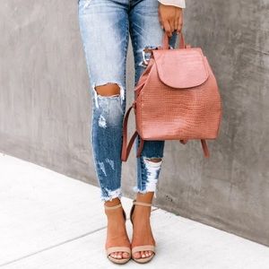 Vici croc embossed backpack in mauve